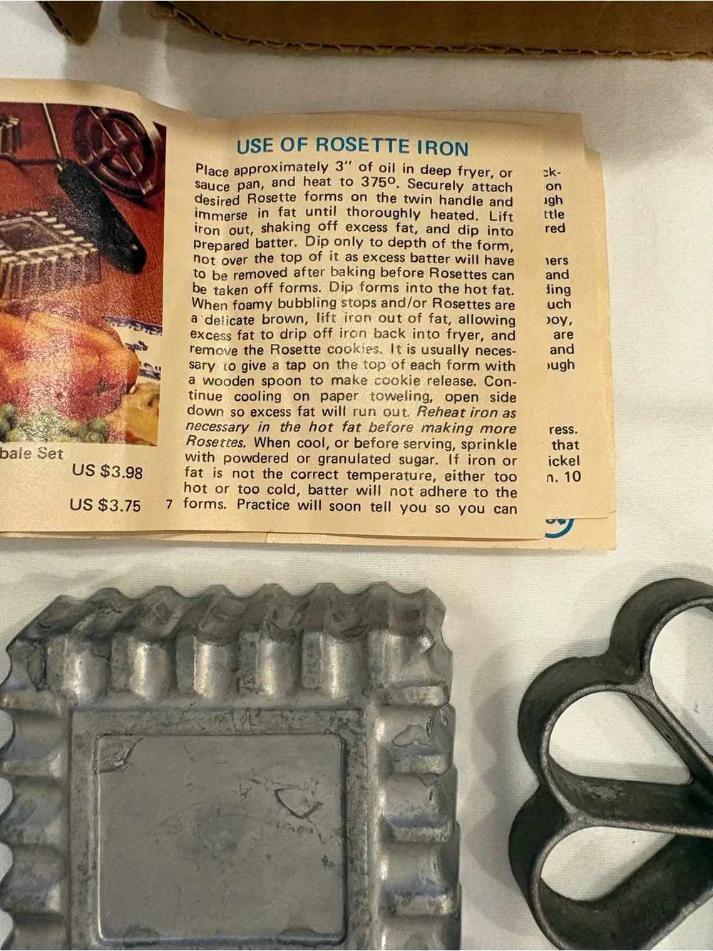 Vtg. Nordic Ware Double Rosette & Timbale Iron with 6 Molds in Box W/Pamphlet